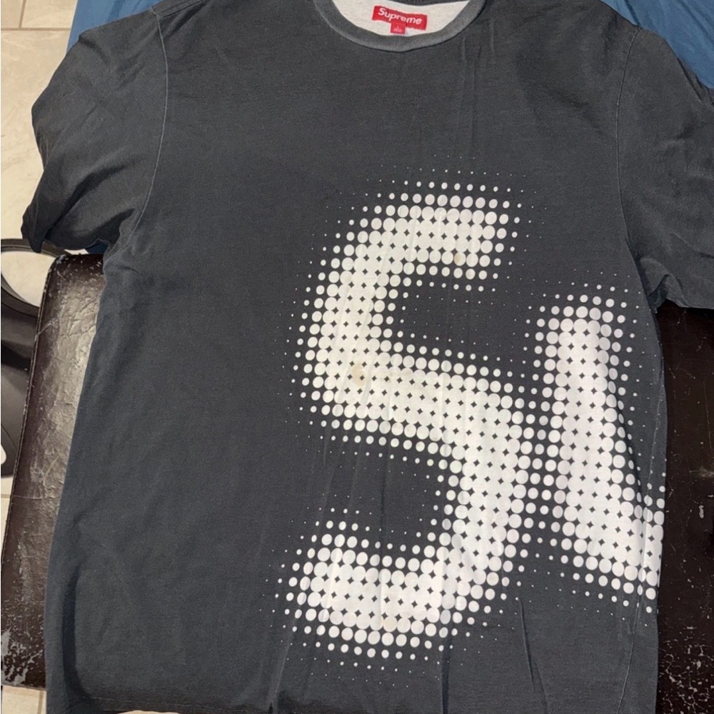 Supreme Black Tee with White Dot Graphic